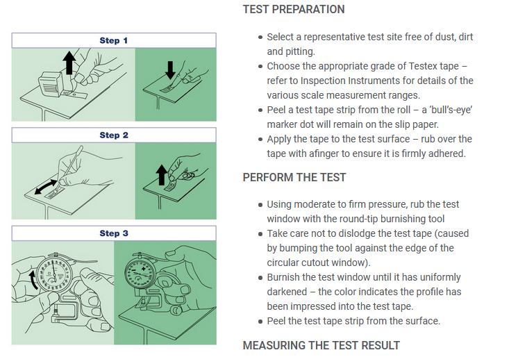 How to Measure Surface Profile Using Testex Tape » Blast Booths Spray