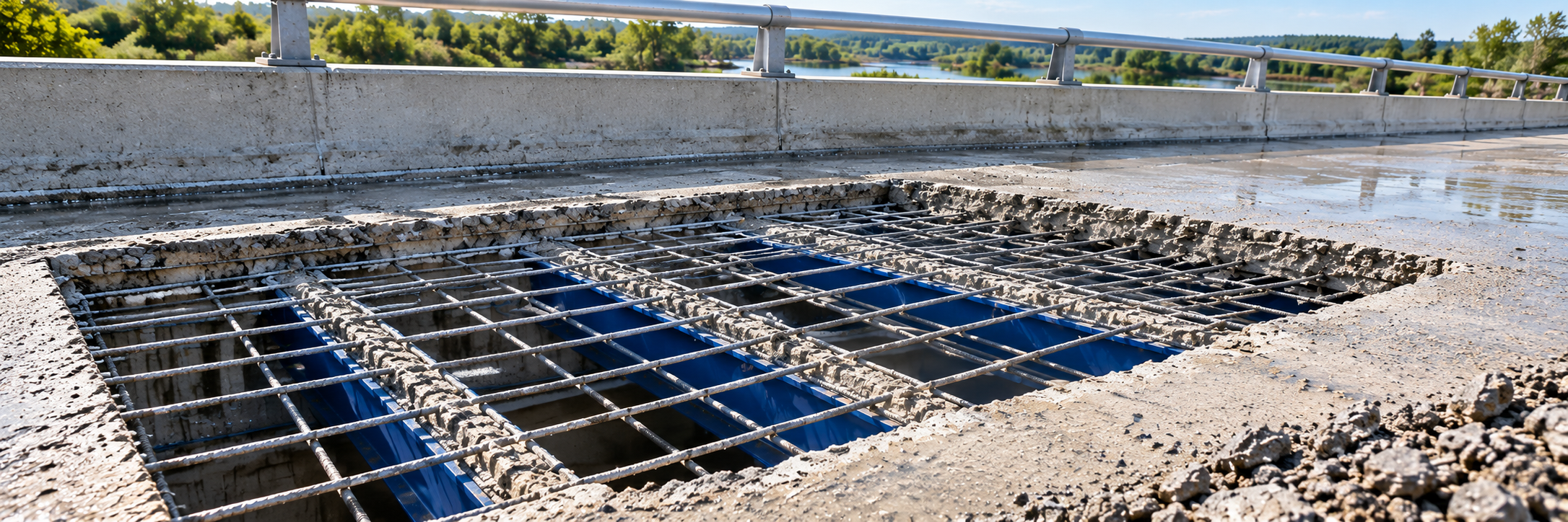 Bridge Deck Cutout with Exposed Rebar