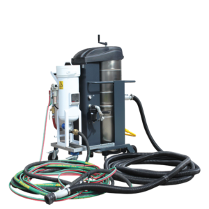 Blast and Vacuum Recovery System for using Virgin Abrasive
